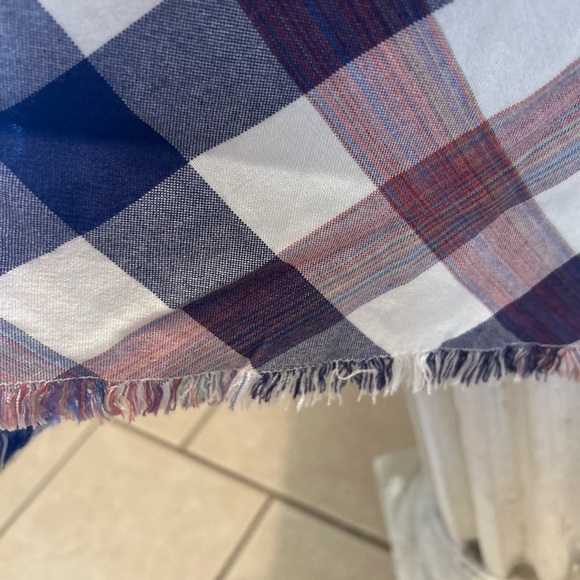 NWT violet color block Pattern Dress beige buffalo fringe hem cottage core XS D2 - Picture 9 of 10